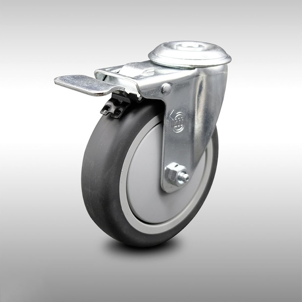 5 Inch SS Thermoplastic Rubber Swivel Bolt Hole Caster with Total Lock Brake SCC